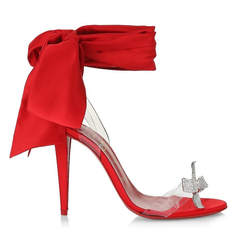 Christian louboutin astrinodo satin loubi red pvc stiletto 100mm sz 39
